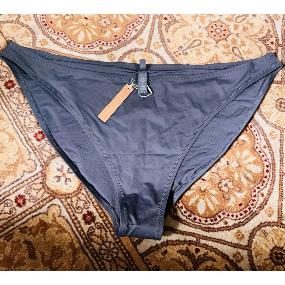 NWT SKIMS‎ Recycled Swim Mid Waist Bottom Gun Metal 4X 4XL New Swimsuit Gray New